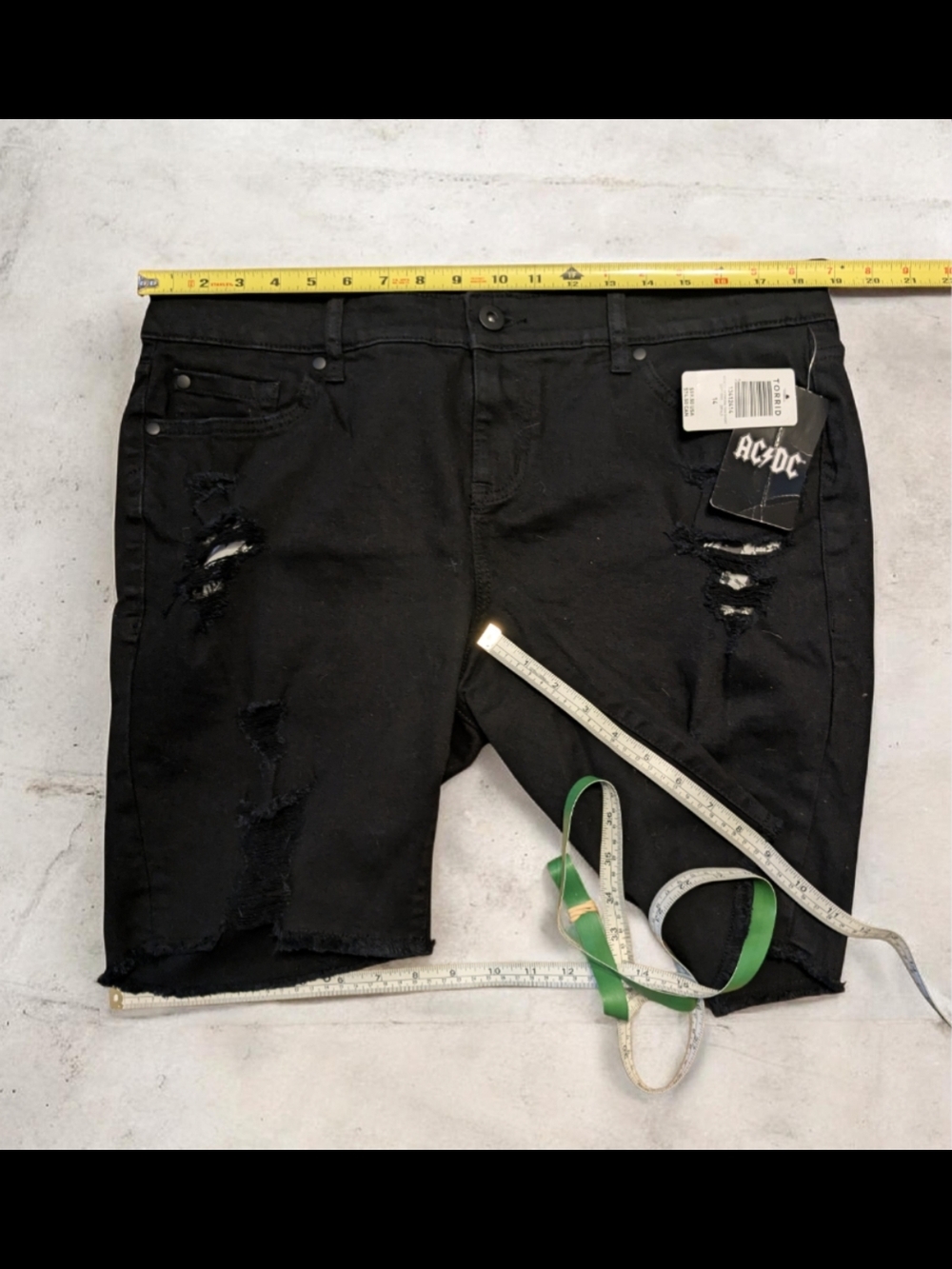AC/DC Black Women's Distressed Bermuda Shorts - Picture 12 of 12
